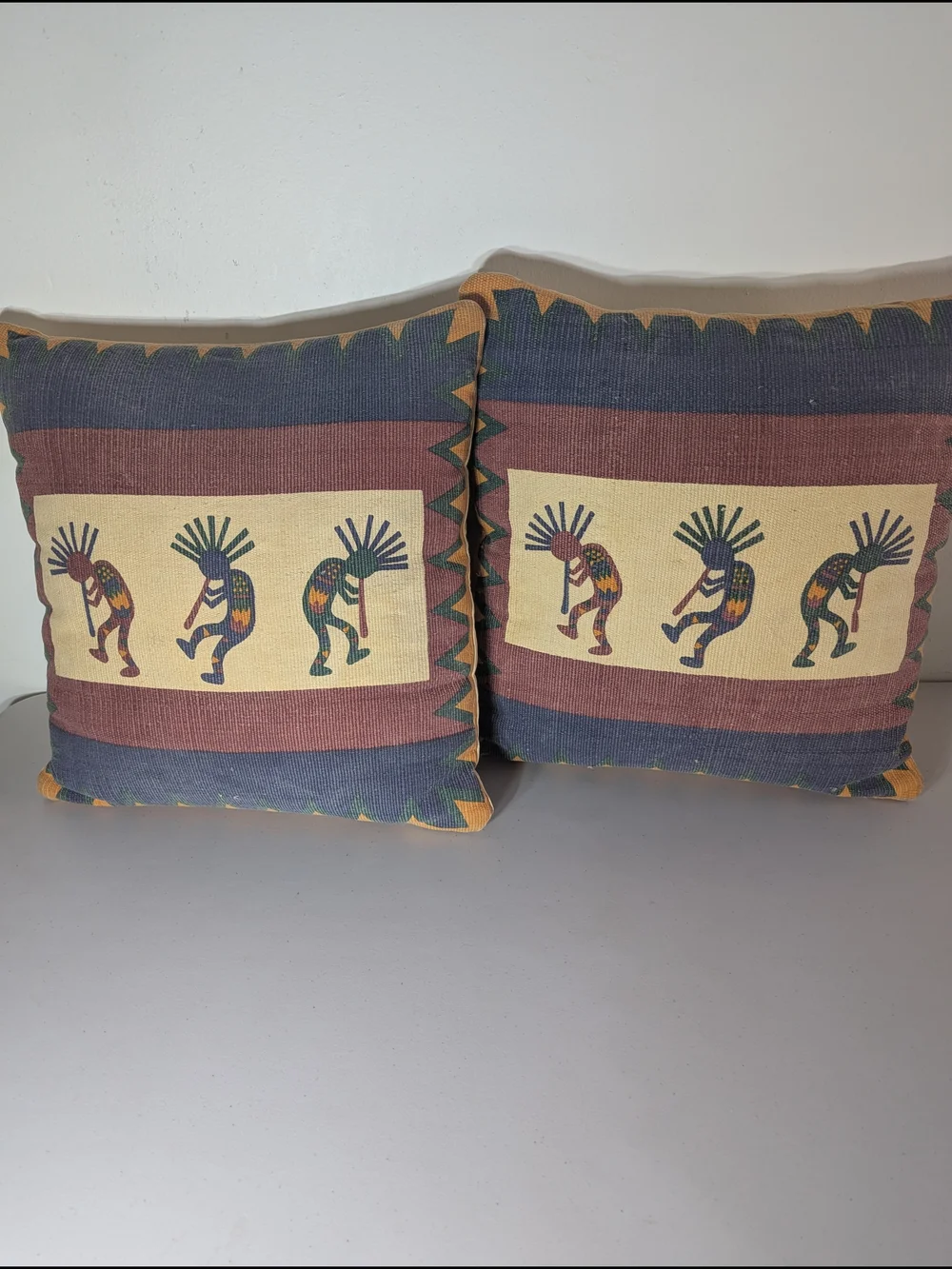 Southwest Kokopelli Tapestry Throw Pillows Set of 2 Western Cabin Rustic Native